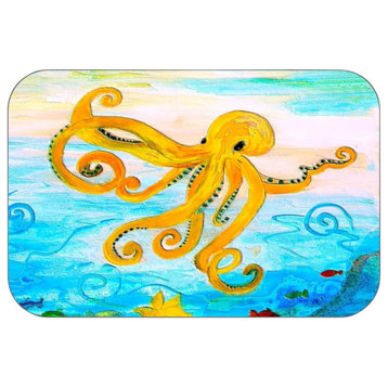 Yellow Octopus Deco Plush Bath Mat, 30"x20"