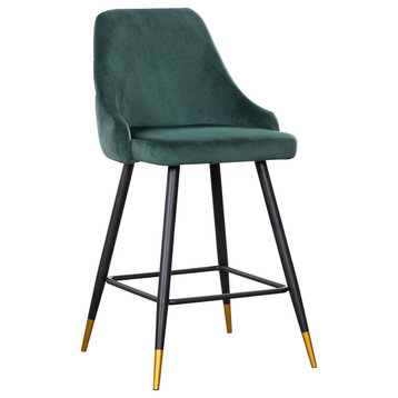 Hammel Velvet Counter Stool, Set of 2, Green