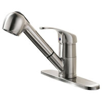 Brushed Nickel Single Handle Stainless Steel Pull Out Sprayer Bar Kitchen Faucet