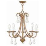 Livex Lighting - Livex Lighting 40875-48 Daphne - Five Light Chandelier - Teardrop crystals add beauty and sophistication toDaphne Five Light Ch Antique Gold Leaf Cl *UL Approved: YES Energy Star Qualified: n/a ADA Certified: n/a  *Number of Lights: Lamp: 5-*Wattage:60w Candelabra Base bulb(s) *Bulb Included:No *Bulb Type:Candelabra Base *Finish Type:Antique Gold Leaf