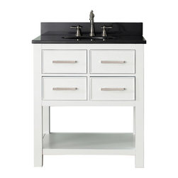 Avanity Corporation - Avanity Brooks 30" Vanity With Black Granite Top, White Finish - Bathroom Vanities And Sink Consoles