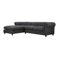 Oxford Grey Linen Sectional Sofa - Sectional Sofas