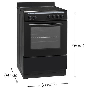 Equator 24", Electric Cooking Range Stainless With Convection Oven, Black