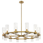 Z-Lite - Z-Lite 4008-12RB Datus 12 Light Chandelier in Rubbed Brass - This contemporary twelve-light chandelier from the Datus collection features a slick round silhouette and a sense of simple elegance. Illuminate a foyer, dining area, or main living space with this circular-inspired chandelier featuring solid iron with a warm rubbed brass finish and delicate clear glass cylinders.