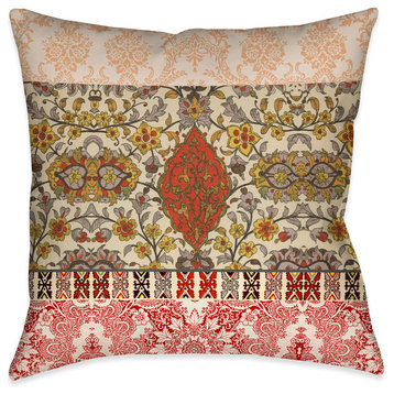 Laural Home Red Spice Bohemian Tapestry Outdoor Decorative Pillow, 18"x18"