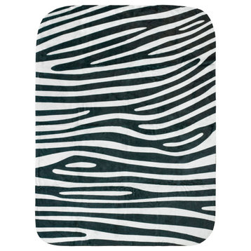 Zebra Print Throw Blanket, White/Black, 42"x60"