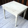 Consigned Vintage French Country Farmhouse Distressed Wood Table White With Gray