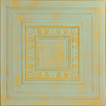 20"x20" Chestnut Grove, Styrofoam Ceiling Tile, Gold Moss