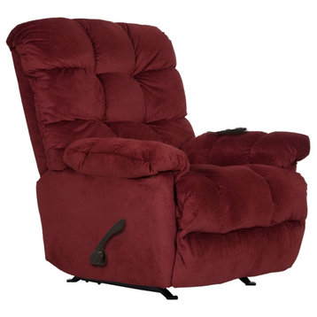 Batts Chaise Rocker Recliner with Deluxe Heat & Massage in Red Polyester Fabric