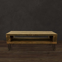Reclaimed Wood Coffee Table Open Storage Area - Coffee Tables