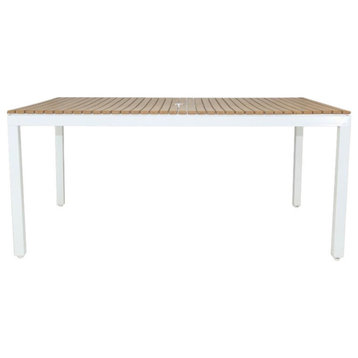 Riviera Outdoor Faux Wood Rectangular Dining Table, White