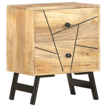 vidaXL Nightstand Bedside Table with 2 Drawers Storage Cabinet Solid Wood Mango