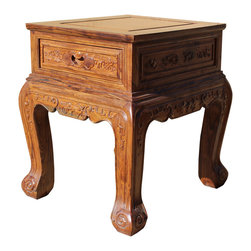 Chinese Oriental Huali Rosewood Flower Motif Tea Table Stand - Side Tables And End Tables