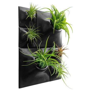Modern Wall Planter Set, Node Living Wall, Ceramic, BR2, Black