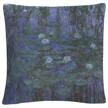 Monet 'Blue Water Lilies' 16"x16" Decorative Throw Pillow