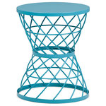 Simpli Home - Rodney Metal Accent Table - Add eye-catching appeal to your home with the Rodney Metal Accent Table. The turquoise painted finish showcases an openwork hourglass-shaped metal base. This great piece of furniture is sure to brighten any room.
