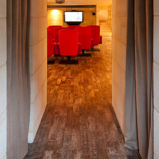 Home theater - transitional home theater idea in Bordeaux