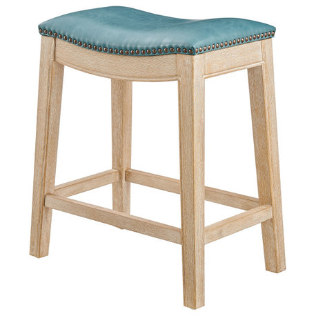 Elmo KD Counter Stool, Borneo Teal, Faux Leather