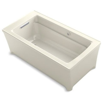 Kohler Archer 62"x32" Freestanding Bath With Bask Heated Surface, Biscuit