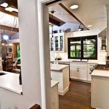 Transitional kitchen meets mid century features