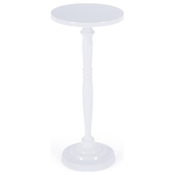 Company Landon 10 in. Round Outdoor Round Metal Pedestal Side Table, Ivory