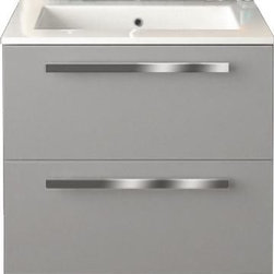Italian 24 inch Modern Wall Mounted Bathroom Vanity Grey Glossy Finish - Bathroom Vanities And Sink Consoles