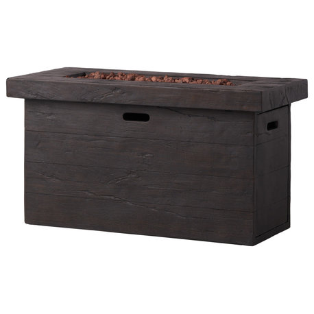 GDF Studio Crawford Outdoor Rectangular Fire Pit, Brown