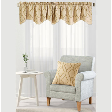 Embroidery Pillow Shell And Valance Set, Jasper, 20" X 20" / 52" X 19"