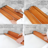 29" x 15" Removable Tri-Fold Tub Seat, White Molded 4" Slats, Teak Wood