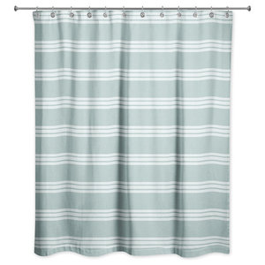 Rippled Stripe Shower Curtain, Coyuchi Rippled Stripe Shower Curtain