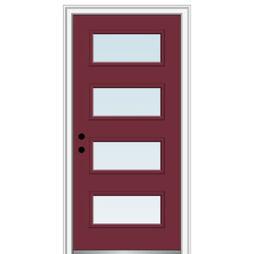 36 in.x80 in. 4 Lite Clear Right-Hand Inswing Painted Fiberglass Smooth Door