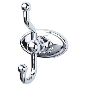 Top Knobs Edwardian Bath Double Hook With Oval Backplate, 5", Polished Chrome