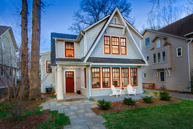 Inspiration for a large craftsman gray three-story mixed siding exterior home remodel in DC Metro