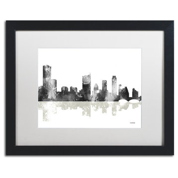 Watson 'Austin Texas Skyline BG-1' Art, Black Frame, 16"x20", White Matte