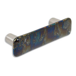 CKP - Art Glass Pull, Fractures, Dull Brushed Nickel Base - Cabinet And Drawer Handle Pulls
