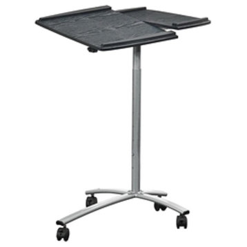Adjustable Laptop Computer Cart Desk Stand, Graphite Wood Grain