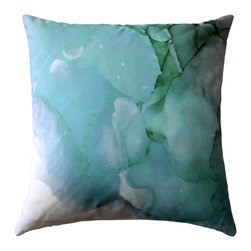 Pillow Decor Ltd. - Karalina Design Watercolor Throw Pillow 20"x20", Amazonite - Decorative Pillows