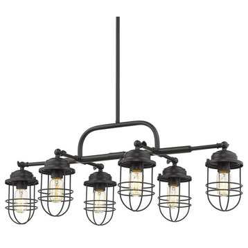 6 Light Linear Pendant in Sturdy style - 13.13 Inches high by 14 Inches wide