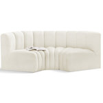 Meridian Furniture - Arc Velvet Upholstered 3-Pc. Inward Curved Modular Sectional, Cream - Give your living room or den the perfect blend of style and versatility with this Arc velvet fabric curved modular Sectional. Part of the Arc modular furniture collection, this Sectional comes upholstered in rich cream velvet fabric and features deep channel tufting that adds a touch of luxury while enhancing comfort and support. A seamless combination of form and function, this chair can be used with other Arc pieces to create a myriad of configurations in your well-curated room.
