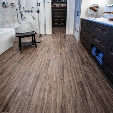 Luxurious Master Bath with Custom Vanity and Cambria Quartz Shower