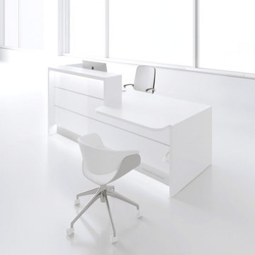 Valde Straight Reception Desk with Countertop, White by MDD Furniture