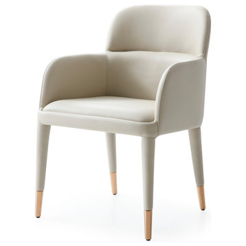 Modrest Cortina Modern Beige Eco-Leather Dining Arm Chair