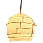 Lightexture - Spikes - This Spiky shaped pendant light is made of white translucent porcelain that shines in an amber tone. This light fixture comes with a braided cord and a matching ceramic ceiling plate.