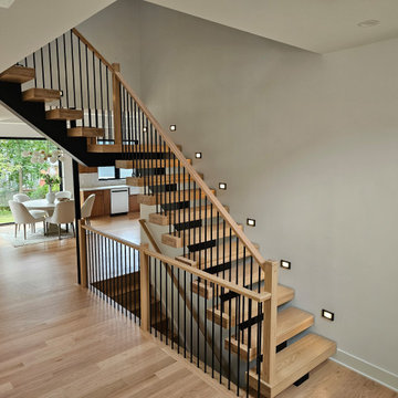 Project #124 | Contemporary Red Oak and Steel Staircase