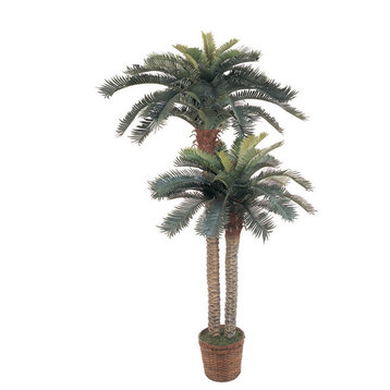 6' and 4' Sago Palm Double Potted Silk Tree