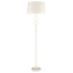 Elk Home - Hammered Home Floor Lamp - Featuring a slim metal stand and clear acrylic base, the Hammered Home Floor Lamp is a chic, modern addition to a variety of interiors. Its lightly textured surface is finished in an on-trend, matte white. The clean, modern coastal style of this piece is embelished with two rings, that provide the design with poise and balance against the hardback, drum shaped shade. The shade is covered in white textured linen, providing conitunity.