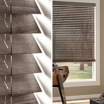 HOME OFFICE - DEN - Hunter Douglas Wood Blinds -Window Treatment Ideas