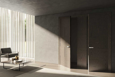 Living room with modern wood veneer Italian doors