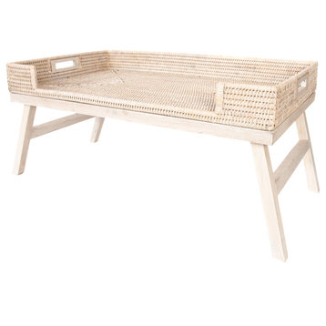 Artifacts Rattan™ Breakfast Tray/Table, White Wash