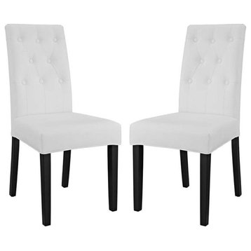 Modway Confer 19.5" Faux Leather Dining Side Chair in White (Set of 2)